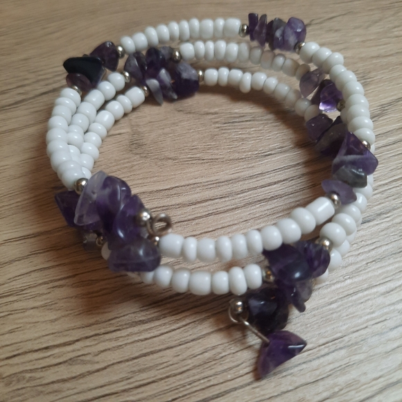 Genuine Amethyst Wrap Bracelet - Picture 4 of 6